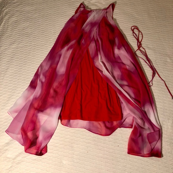 Fuchsia pastel chiffon flowing dress - Picture 3 of 6